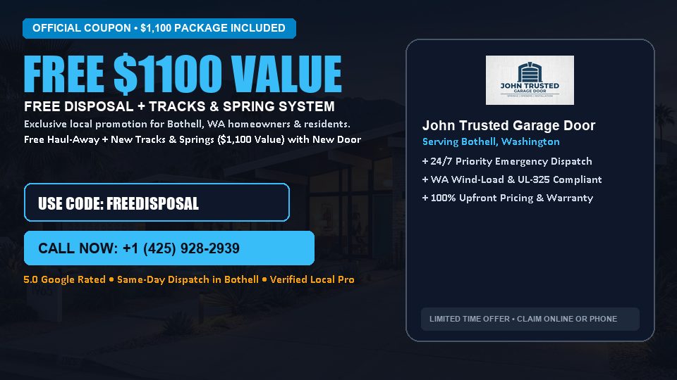 John Trusted Garage Door FREE Haul-Away & Heavy-Duty Tracks with New Door in Bothell, WA
